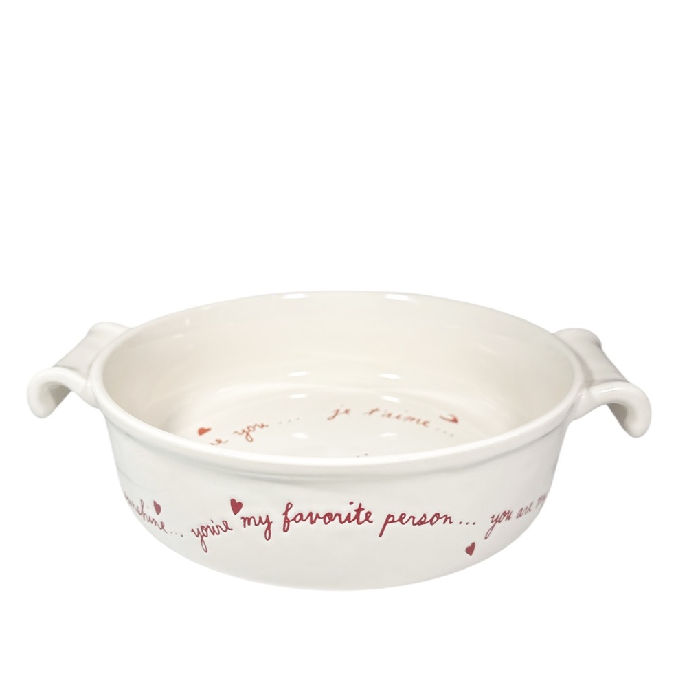 NEW Rae Dunn VALENTINE LOVE NOTES Round Casserole Dish with Handles